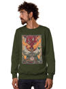 men hoodie in olive with an psychedelic digital print 